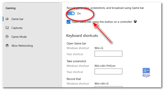 تمكين Game Bar من تصوير شاشة الكمبيوتر فيديو