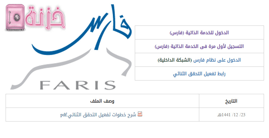 الدخول للصفحة الرئيسية لنظام فارس